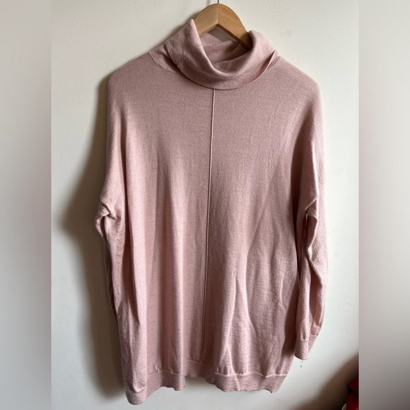 Eileen Fisher 100% Merino Wool Pink Turtleneck Sweater Top - Picture 1 of 11